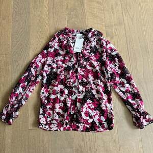 MISA Los Angeles Camelia Floral Print Ruffle Chiffon Blouse